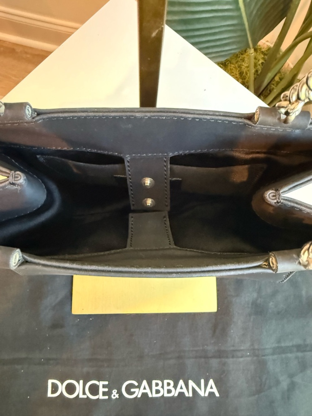 F/W 1995 Dolce & Gabbana Runway ID Bar Logo Chain Black Nylon Shoulder Bag - Picture 10 of 11